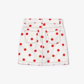 Lacoste Polka Dot Gabardine Skirt Dětské - Sukně Bílé / Červené | CZ-CUllOa